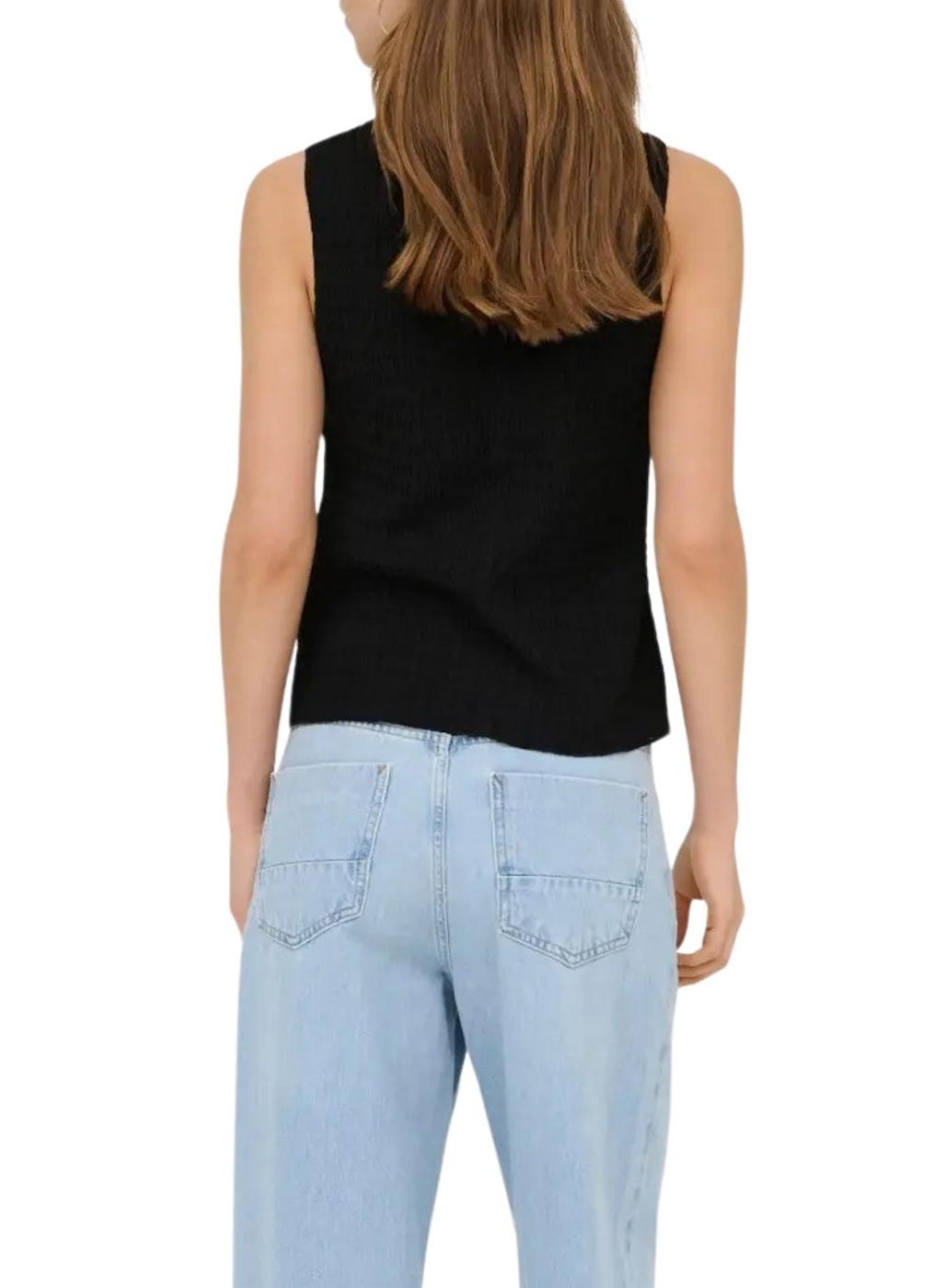 Chaleco Only Ilse estructura negro para mujer