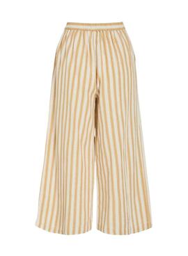 Pantalones Vila Prisilla coulotte rayas amarillo para mujer