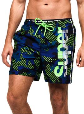 Bañador Superdry State Volley Camo Neon