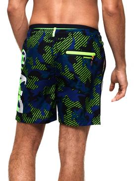 Bañador Superdry State Volley Camo Neon