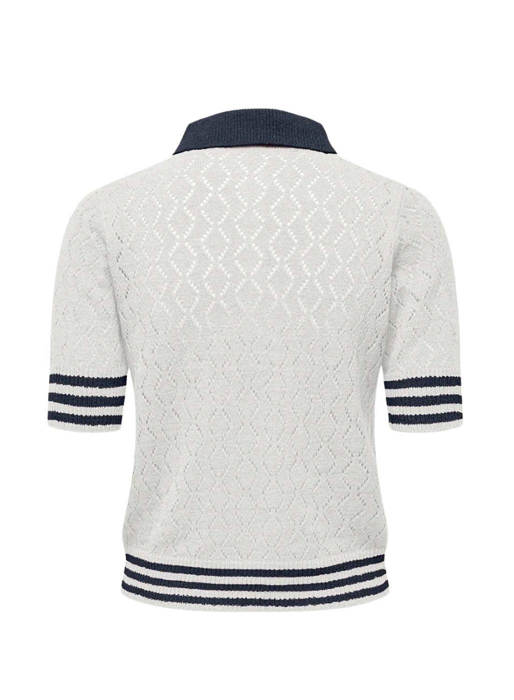 Polo Only Sunny blanco y azul marino para mujer