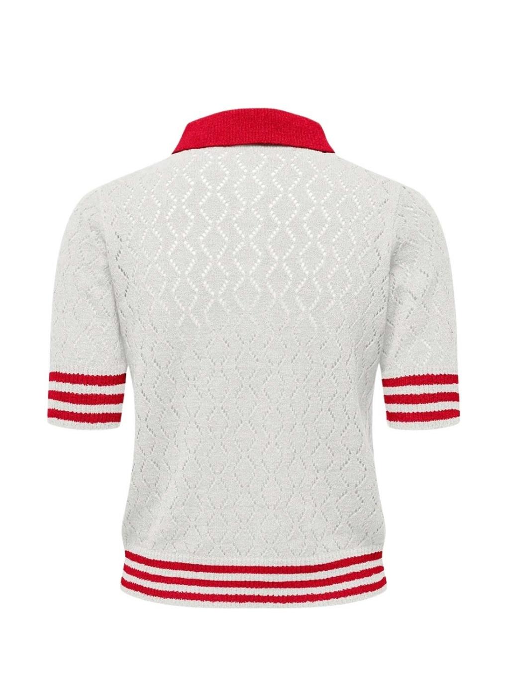Polo Only Sunny blanco y rojo para mujer
