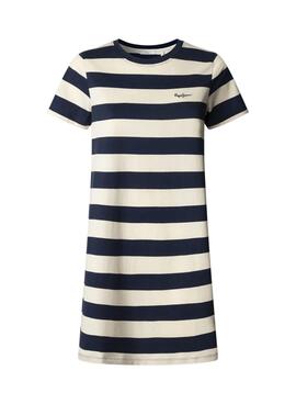 Vestido Pepe Jeans Loren azul y blanco para mujer