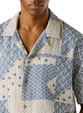 Camisa Pepe Jeans Pisarrot patchwork azul para hombre