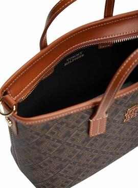 Bolso Tommy Hilfiger Monoplay mini tote marrón para mujer