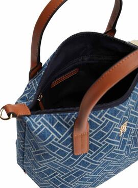 Bolso Tommy Hilfiger Popette monográfico mini azul para mujer