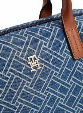Bolso Tommy Hilfiger Popette monográfico mini azul para mujer