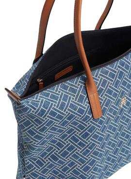 Bolso Tommy Hilfiger Popette monográfico tote azul para mujer