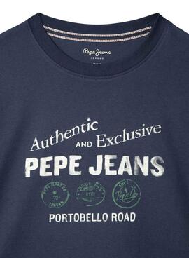 Camiseta Pepe Jeans Carter estampado logo azul marino para niño