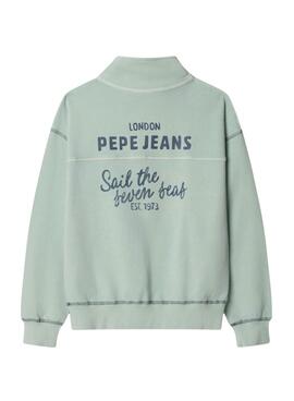 Sudadera Pepe Jeans Preston verde agua para niño