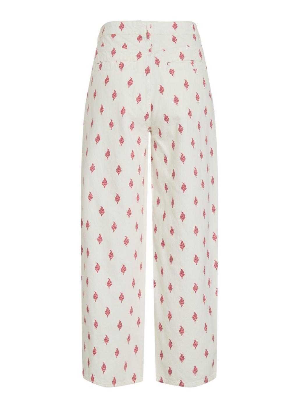 Pantalón vaquero Vila Viemma blanco con bordados para mujer