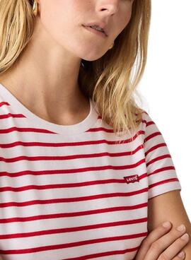 Camiseta Levis Emily Stripe rojo y blanco para mujer