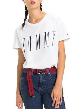 Camiseta Tommy Jeans Layer Graphics Blanco Mujer