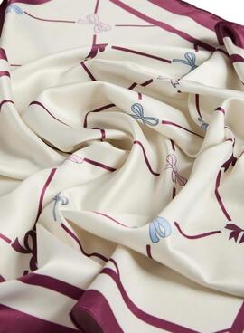 Pañuelo Pieces Bambi beige y granate para mujer