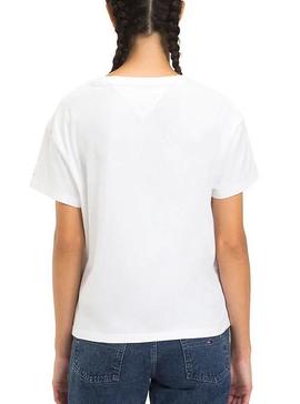 Camiseta Tommy Jeans Layer Graphics Blanco Mujer
