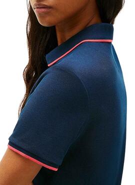 Vestido Tommy Jeans de piqué plisado azul para mujer