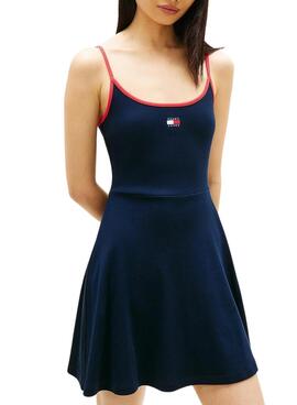 Vestido Tommy Jeans tirantes skater azul para mujer