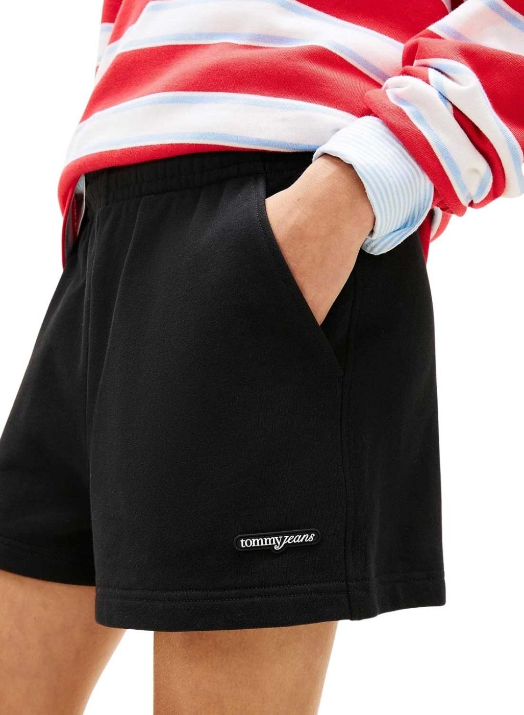 Shorts Tommy Jeans Script Label negro para mujer