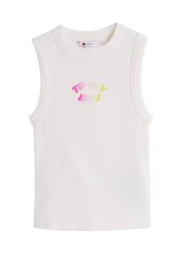 Top Tommy Jeans Bubble blanco para mujer
