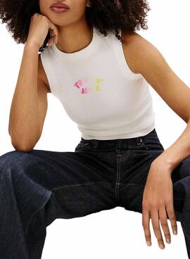 Top Tommy Jeans Bubble blanco para mujer