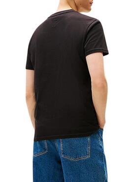 Camiseta Tommy Jeans Big Flag negro para hombre