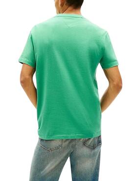 Camiseta Tommy Jeans Big Flag verde para hombre