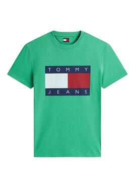 Camiseta Tommy Jeans Big Flag verde para hombre