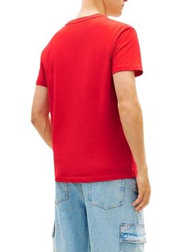 Camiseta Tommy Jeans Big Flag rojo para hombre