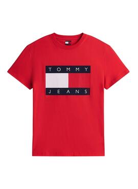 Camiseta Tommy Jeans Big Flag rojo para hombre