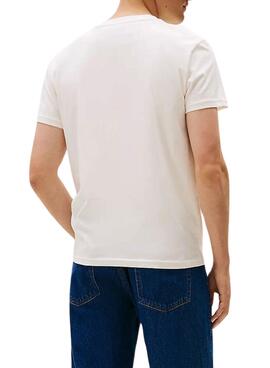 Camiseta Tommy Jeans Big Flag beige para hombre