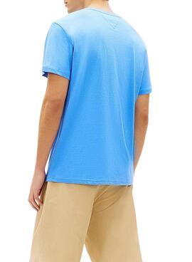Camiseta Tommy Jeans Essential Flag azulón para hombre
