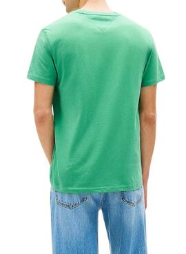 Camiseta Tommy Jeans Linear Chest verde para hombre