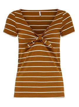 Camiseta Only Live Stripes Camel Mujer