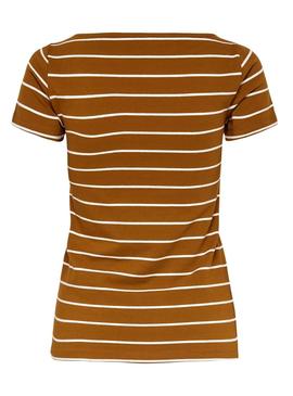 Camiseta Only Live Stripes Camel Mujer