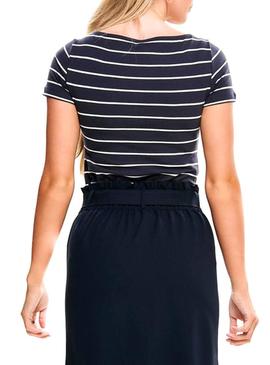 Camiseta Only Live Stripes Azul Marino Mujer