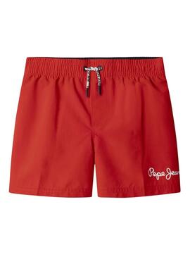 Bañador Pepe Jeans logo estampado rojo para niño 