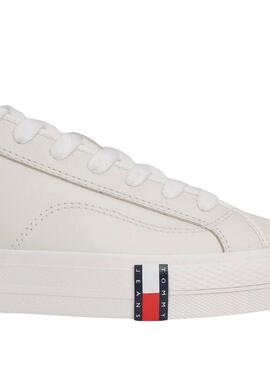 Zapatillas Tommy Jeans piel Archive con logo blanco para hombre