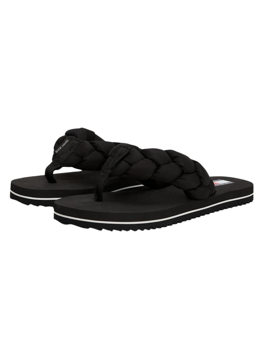 Chanclas Tommy Jeans trenzadas negro para mujer