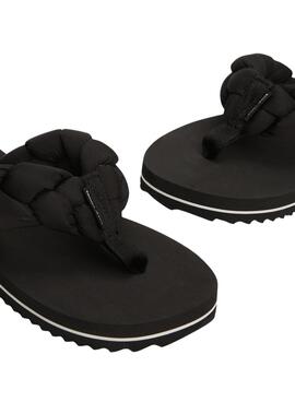 Chanclas Tommy Jeans trenzadas negro para mujer