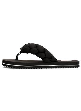 Chanclas Tommy Jeans trenzadas negro para mujer