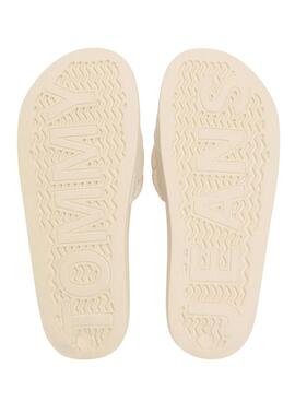 Chanclas Tommy Jeans de pala trenzada beige para mujer