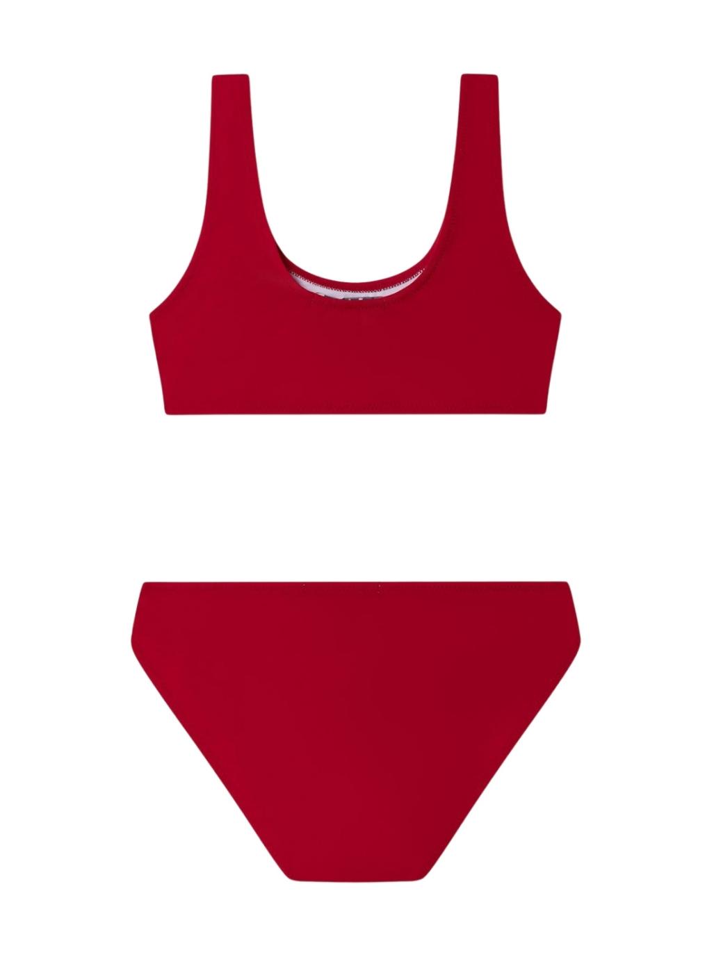 Bikini Pepe Jeans logo estampado rojo para niña