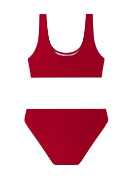 Bikini Pepe Jeans logo estampado rojo para niña