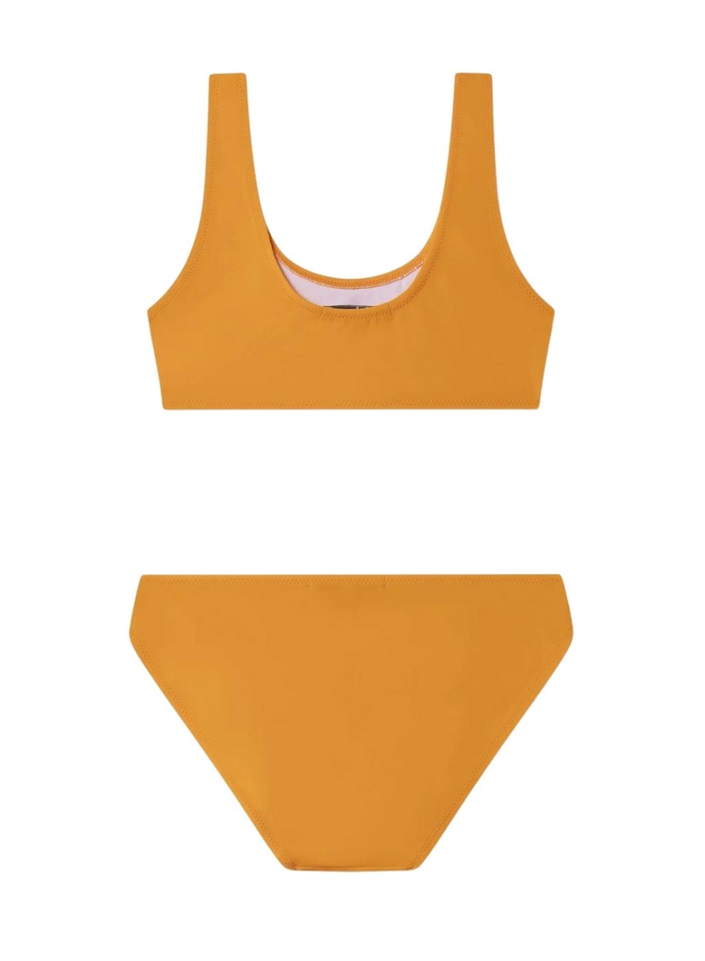 Bikini Pepe Jeans logo estampado naranja para niña