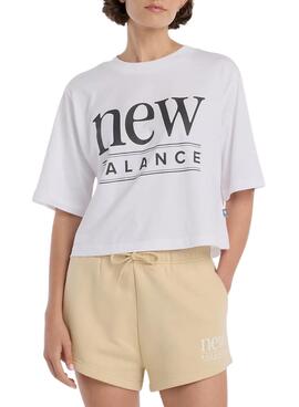 Camiseta New Balance oversize blanco para mujer