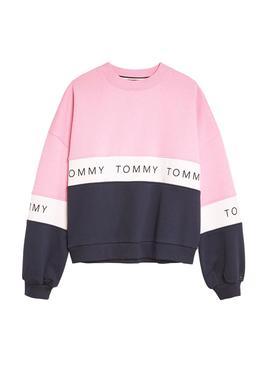 Sudadera Tommy Jeans Colorblock Rosa Mujer