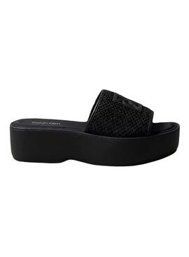 Sandalias Calvin Klein trenzadas con plataforma negra para mujer