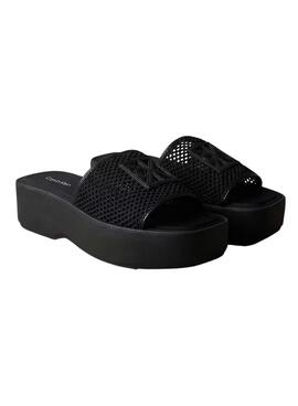 Sandalias Calvin Klein trenzadas con plataforma negra para mujer