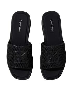 Sandalias Calvin Klein trenzadas con plataforma negra para mujer