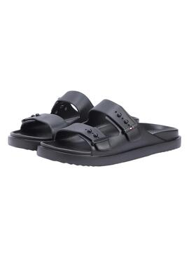Chanclas Tommy Hilfiger Light ajustables con hebillas negro para hombre